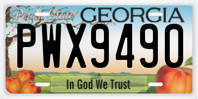 GA license plate PWX9490