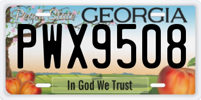 GA license plate PWX9508