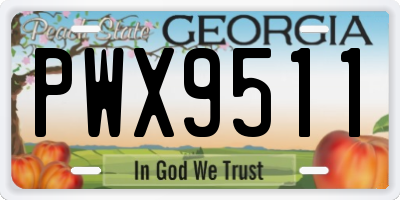 GA license plate PWX9511