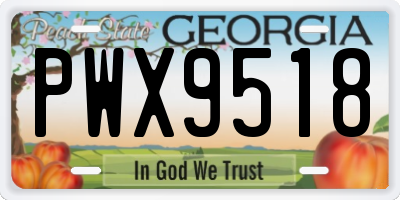 GA license plate PWX9518