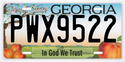 GA license plate PWX9522