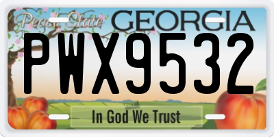 GA license plate PWX9532