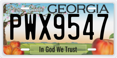 GA license plate PWX9547