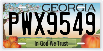 GA license plate PWX9549