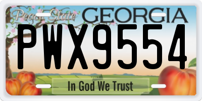 GA license plate PWX9554