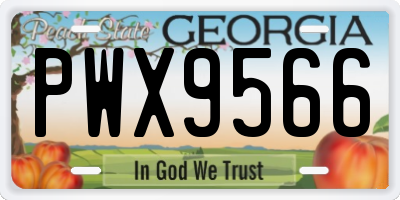 GA license plate PWX9566