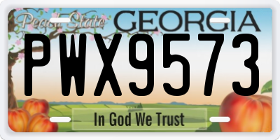 GA license plate PWX9573