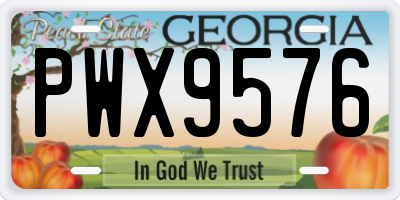 GA license plate PWX9576