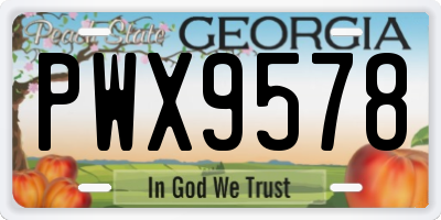 GA license plate PWX9578