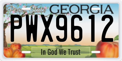 GA license plate PWX9612