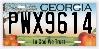 GA license plate PWX9614