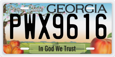 GA license plate PWX9616