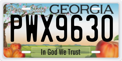 GA license plate PWX9630