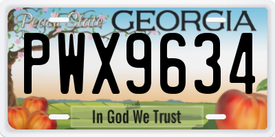 GA license plate PWX9634