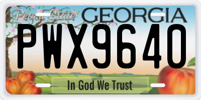 GA license plate PWX9640