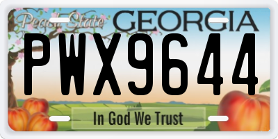 GA license plate PWX9644