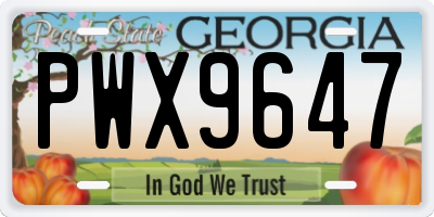 GA license plate PWX9647