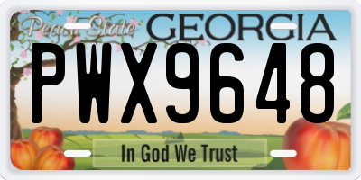 GA license plate PWX9648