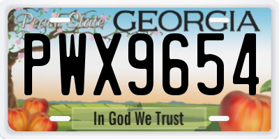 GA license plate PWX9654