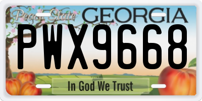 GA license plate PWX9668