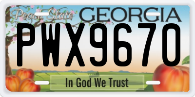 GA license plate PWX9670