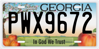 GA license plate PWX9672