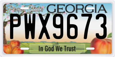 GA license plate PWX9673