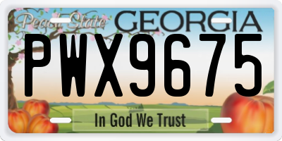 GA license plate PWX9675