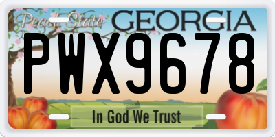 GA license plate PWX9678