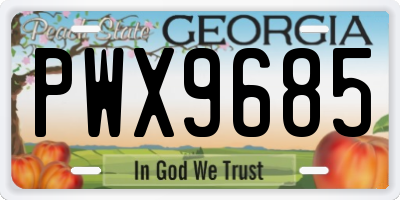 GA license plate PWX9685