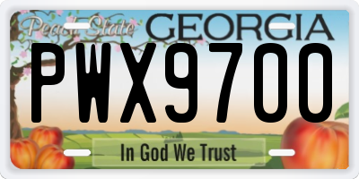 GA license plate PWX9700