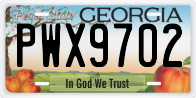 GA license plate PWX9702