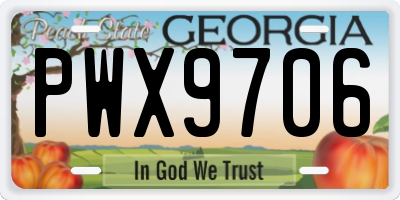 GA license plate PWX9706