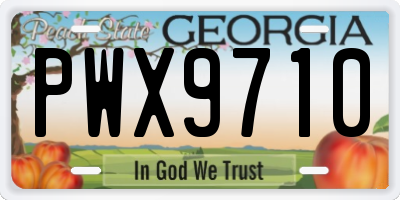 GA license plate PWX9710