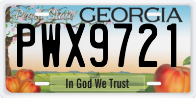 GA license plate PWX9721