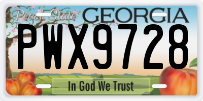 GA license plate PWX9728