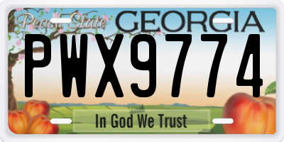 GA license plate PWX9774