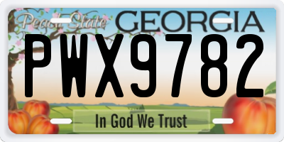 GA license plate PWX9782