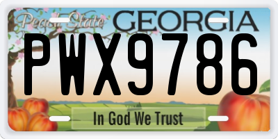 GA license plate PWX9786