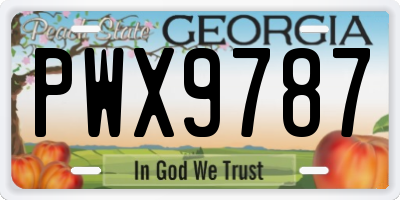 GA license plate PWX9787