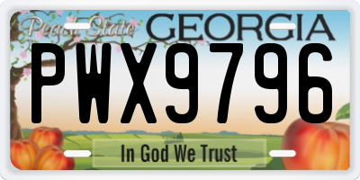 GA license plate PWX9796