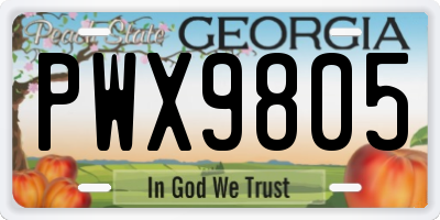 GA license plate PWX9805