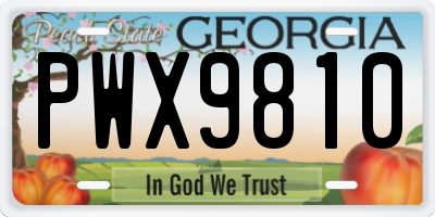 GA license plate PWX9810