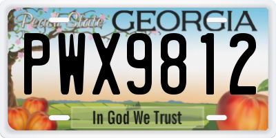 GA license plate PWX9812