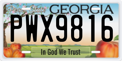 GA license plate PWX9816