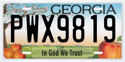 GA license plate PWX9819