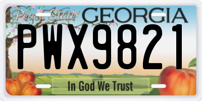 GA license plate PWX9821