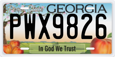 GA license plate PWX9826