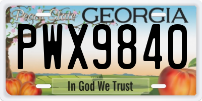 GA license plate PWX9840