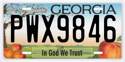 GA license plate PWX9846